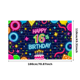 thumbnail image 3 of Neon Themed 16th Birthday Backdrop Banner Decorations with Balloons Stars and Cake Background Party Supplies for Photography Props Birthday Party Decor Happy 16th Birthday Celebrations, 3 of 7