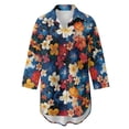 thumbnail image 4 of Xoenoiee Tropical Plumeria Palm Leaves Print Swimsuit Cover Up for Women 2026 Button Down Shirt V Neck Long Sleeve Beach Cover Ups Vacation Outfit with Pockets, XL, 4 of 7