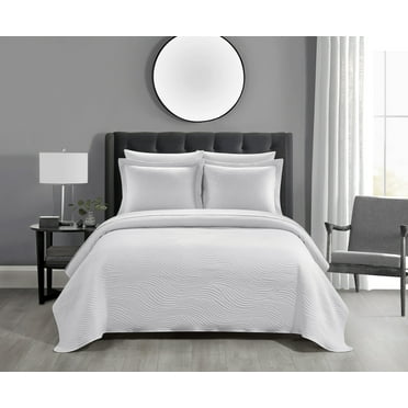 NY&C Home Teague 3 Piece Quilt Contemporary Organic Wave Pattern, Queen, Beige