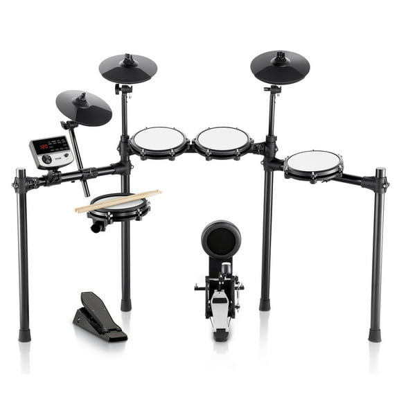 VEVOR Electric Drum Set, 32 Drum Kits & 480 Sounds Electronic Drum Kit, USB MIDI Supported 8 in Quiet Mesh Snare Electric Drum Set with 10 in Cymbals Drum Sticks & Pedals, for Beginners & Adults
