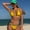 Yellow, variant on Women Contrast Lace Up Eyelet Bikini Set, Halter Tie Backless Side Tie High Cut Two Piece Swimsuit Sexy Beach Bathing Suit