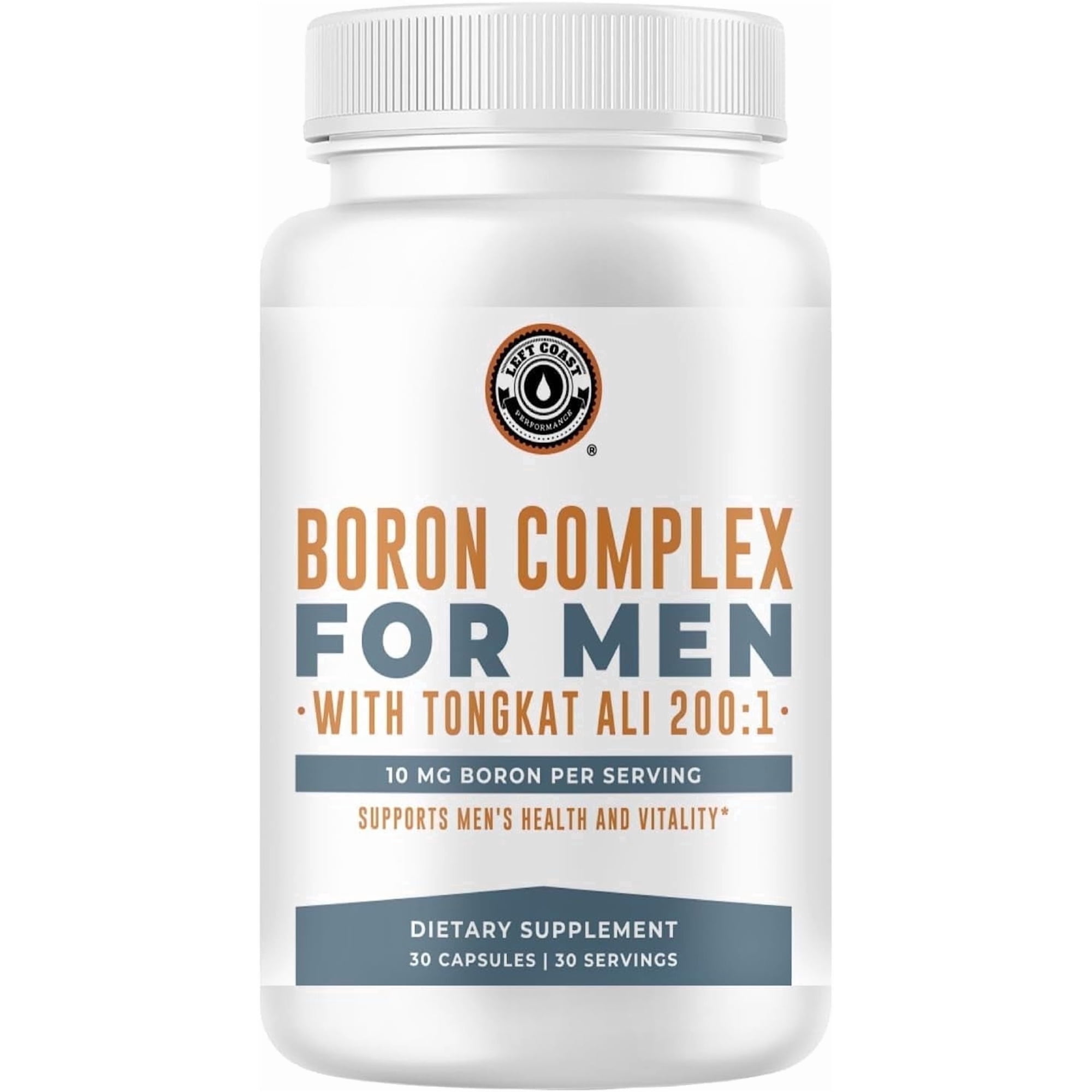 Left Coast Performance Boron Supplement with Tongkat Ali Dietary Supplements for Men, 30 Count