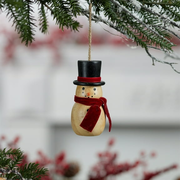 Melrose Wooden Snowman Ornament Set of 12