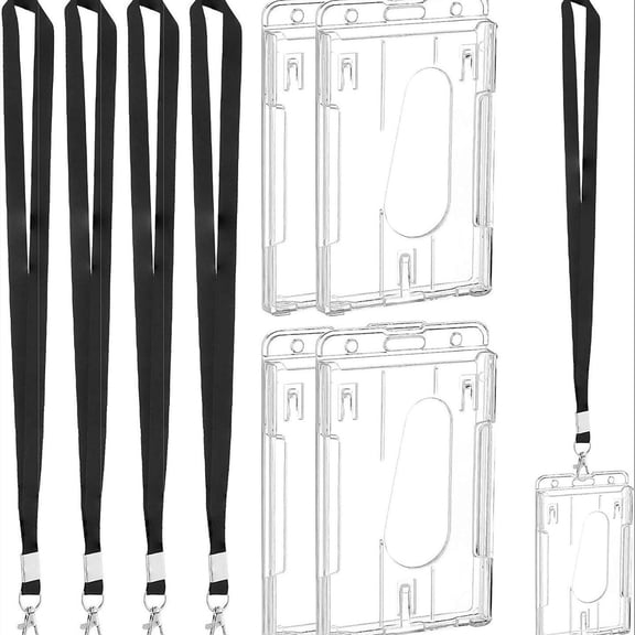 Heavy Duty Retractable Lanyard - Breakaway Lanyards for ID Badges Keys, Retractable Keychain with Upgraded Carabiner, Key Ring, and 2-Card Thumb-Slot Badge Holder, 8 oz Retraction