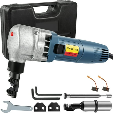 KFFKFF Electric Metal Nibbler 380W Nibbler Metal Cutter 1800RPM High Speed Rotor 0.07in/1.8mm Thickness Metal Nibbler 220V w Replaced Blades Storage Case for Cutting Stainless Steel, Aluminium