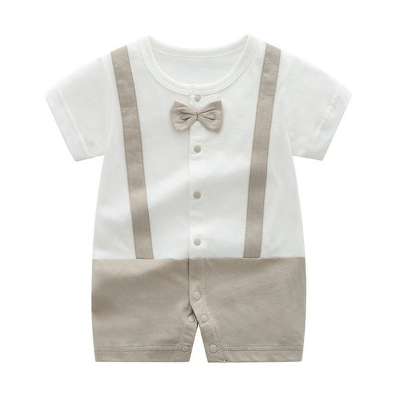 AVTOIFY Kids Onesie, Kids Bodysuit, Kids Romper, Toddler Kids Girls Boys Short Sleeve Printed Color T-Shirt Round Neck Jumpsuit Romper Beige 12 Months