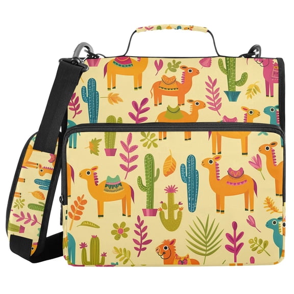 3 Ring Zipper Binder with Shoulder Strap Waterproof Trapper Keeper 2 Inch D-Ring 500 Sheets Capacity Cactus Camel Leaf