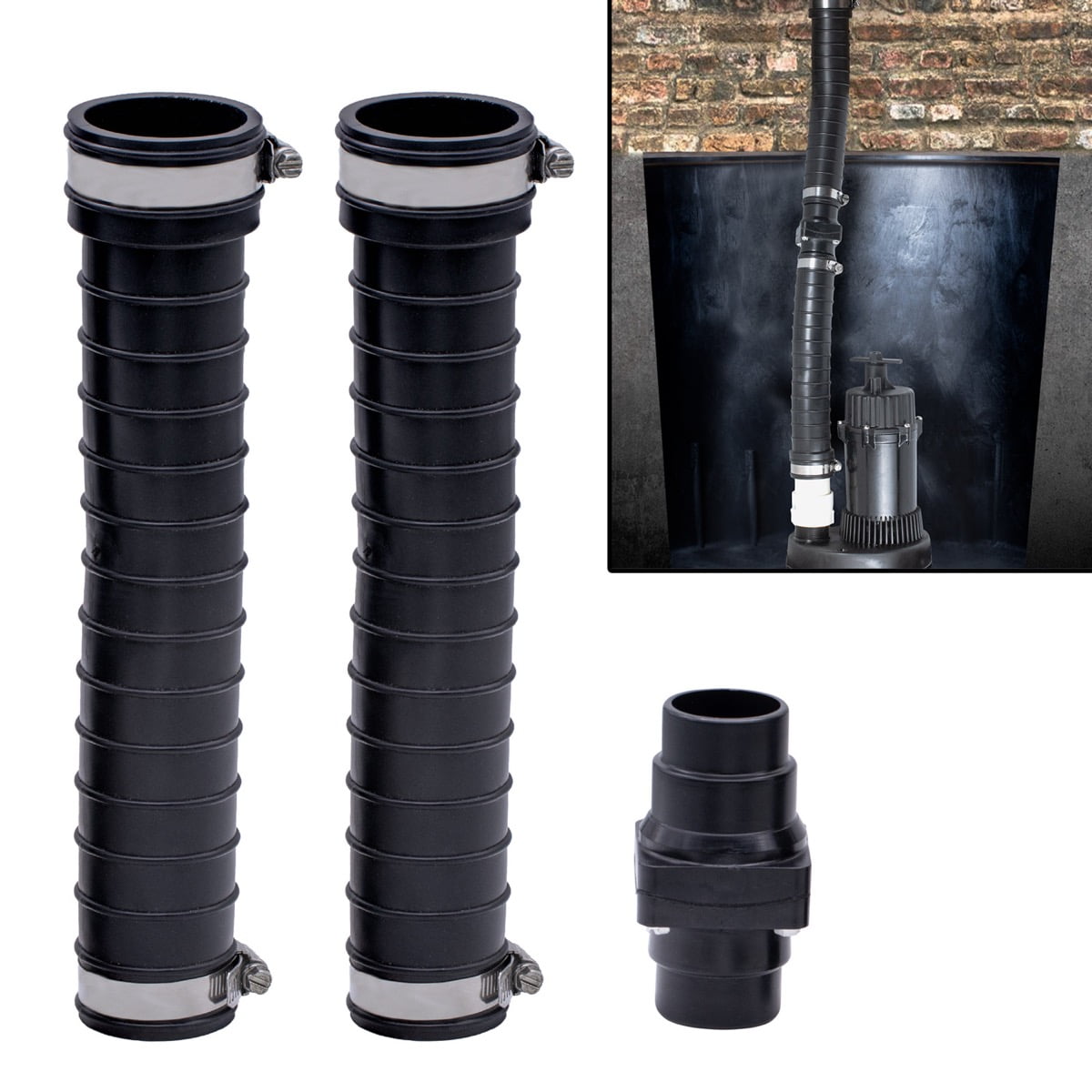 Fernco QwikFlex 24" InLine Sump Pump Check Valve Installation Kit for Offset or Hard To Reach 1