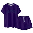 thumbnail image 5 of KKBOTIVE Mens Summer Outfit Set Solid Color Round Neck Short Sleeve T Shirt Tops with Short/long Pant Mens Summer 2 Piece Suits, Dark Purple Size: S, 5 of 6