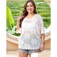 thumbnail image 3 of Cogild Women’s Plus Size Floral Crochet Top Hollow Out Crew Neck Dolman Sleeve Loose Knit Cover up & Casual Shirt L–4XL, 3 of 7