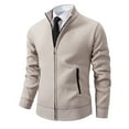 thumbnail image 4 of TFEOQRY Men's Jacket Coat Solid Color Casual Zipper Outwear Long Sleeved Stand Up Collar Overcoat White, 4 of 6