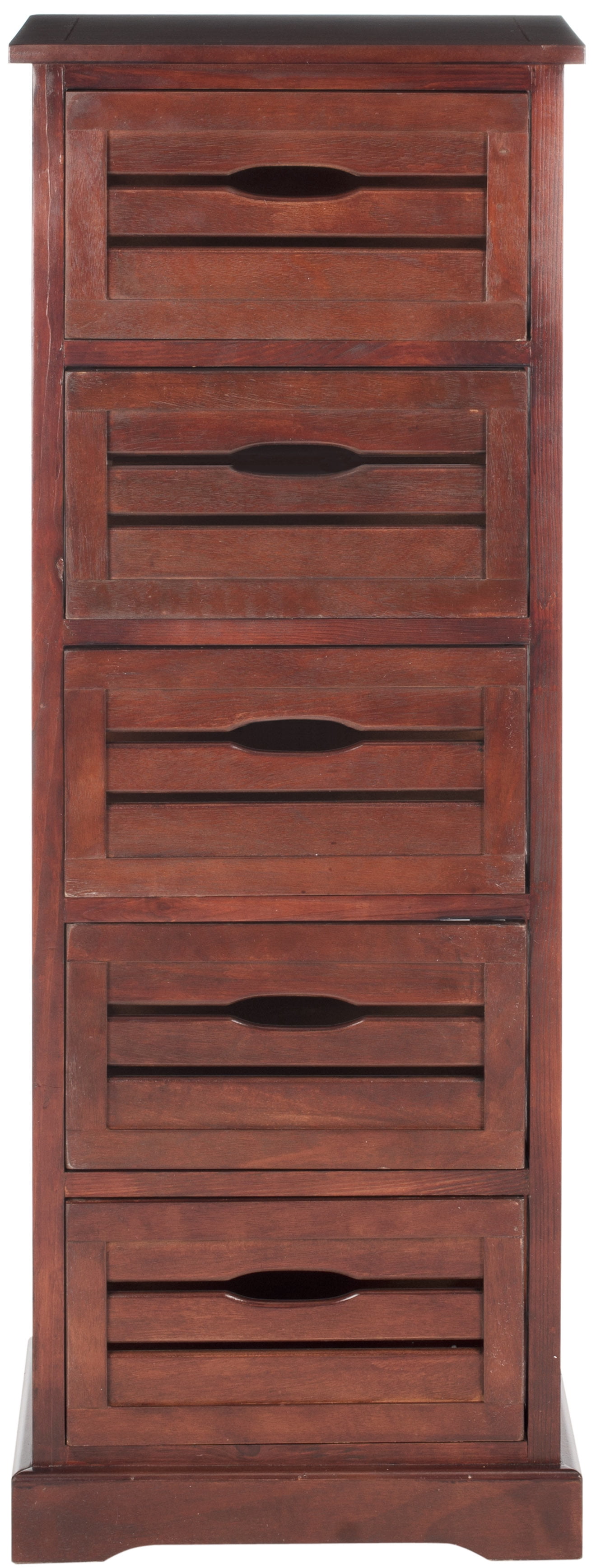 SAFAVIEH Sarina Solid Rustic 5 Drawer Cabinet, Cherry