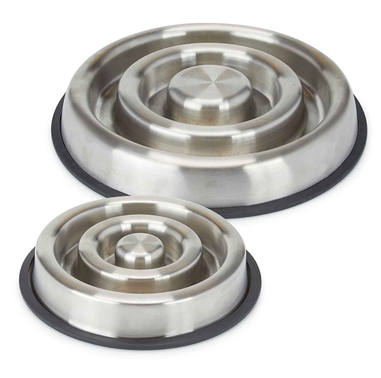 Stainless Steel Heavy Duty Slow Feeder Dog Bowls Anti Slip 2 Sizes Available (Small)