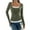 Army Green, variant on CIENVNSTG Women Lace Patchwork Ribbed Knit Tee Scoop Neck Casual Slim Fit Long Sleeve Crewneck Button Up Ruched Crop T-Shirts Blue L