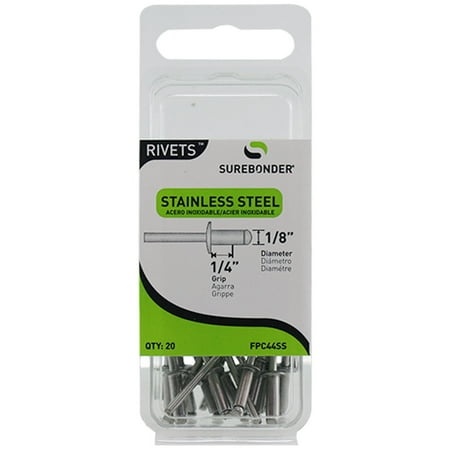

FPC44SS Short Stainless Steel Rivets - 1/8 Diameter 1/4 Grip - 20 Count