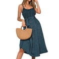 thumbnail image 4 of Boho Spaghetti Strap Midi Robe V Cou Floral Polka Dot Hawaïen une Ligne Swing Robes Robe avec Poche de Ceinture, 4 of 4