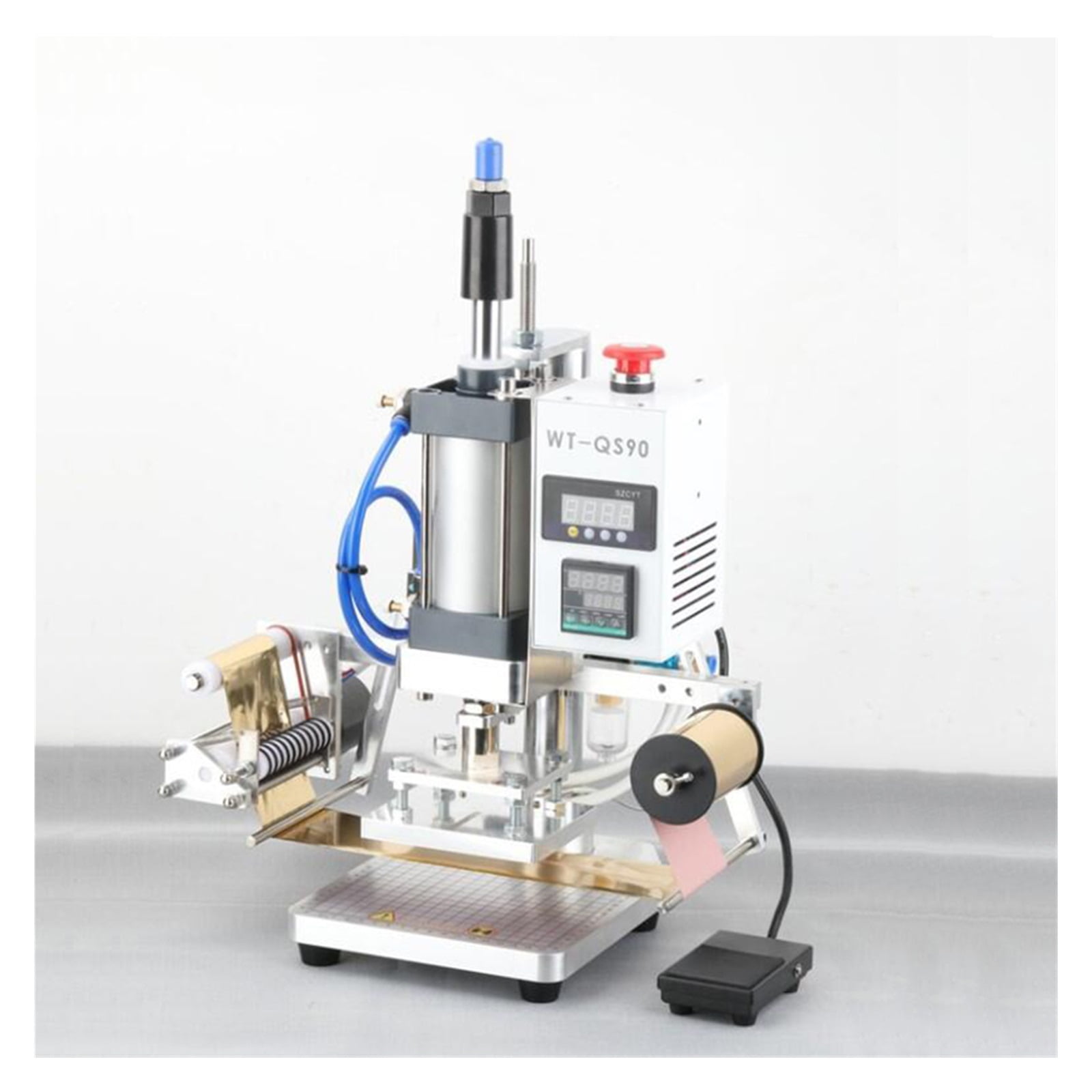 QS90 Bronzing Machine Pneumatic Hot Foil Stamping Machine Leather Wood Furniture Album Heat Press Machine Gilding Press