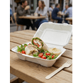 thumbnail image 4 of 7"x5"x3" Sugar Cane Clamshell ( White ) 100% Compostable 500/Pack, 4 of 5