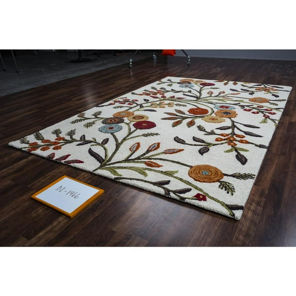Alora Decor Charming 9' x 12' Floral Ivory/Gray/Rust/Blue Hand-Tufted Area Rug