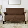 thumbnail image 6 of Great Bay Home Medallion Stitched Reversible Washable Pet Furniture Protector  (Love Seat, Chocolate / Taupe), 6 of 8
