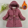 thumbnail image 3 of UFOUND Girls Winter Padded Thickened Medium Length Fashion Outside The Jacket Little Girl Fashion Jacket Toddler Soft, 3 of 4