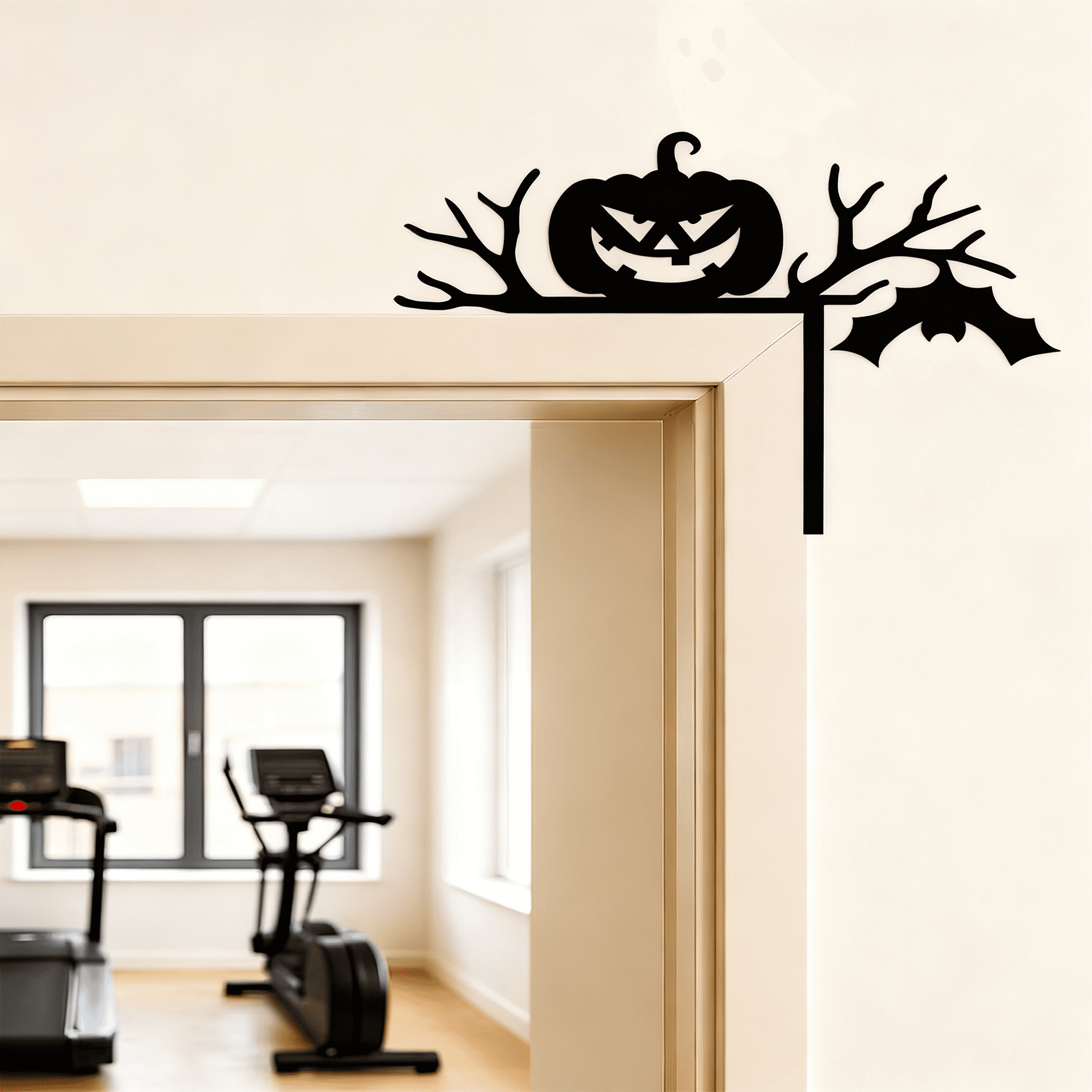 Mysterious Black Silhouette Door Decor Gothic Window Frame Iron for Halloween