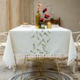 thumbnail image 1 of Embroidery Tassel Tablecloth  Cotton Linen Dust Proof Table Cover  for Kitchen Dining Room Home Party Tabletop Decor Yening, 1 of 7