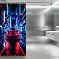 thumbnail image 3 of Erosebridal Sports Car Shower Curtain 72Wx78L, City Night Bath Curtain, Red Neon City, 3 of 5