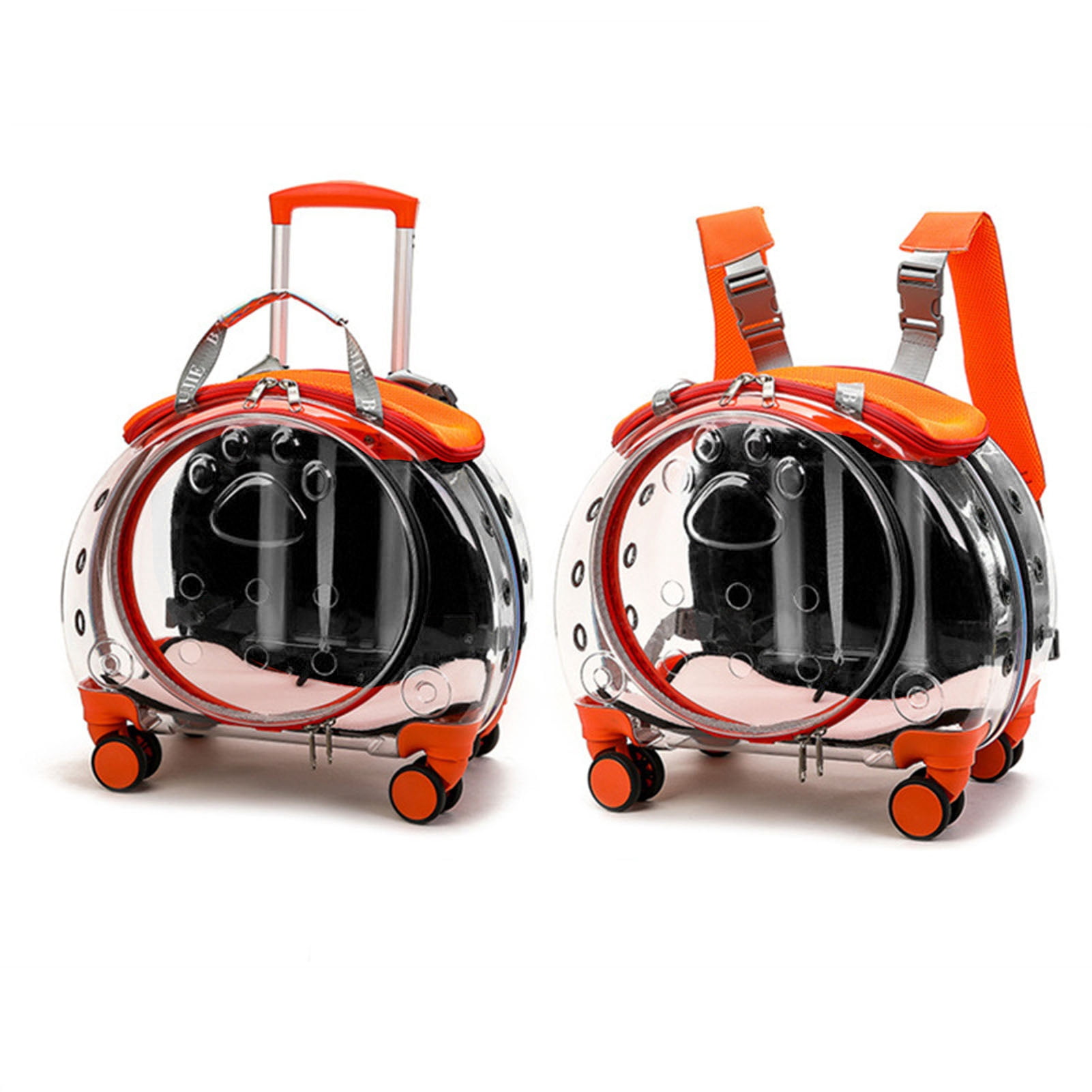 Wharick Pet Trolley Case Cat Backpack Transparent Cat Carrier with Wheels Pet Backpack for Traveling/Taking a Walk for Dogs, Cats, Parrots