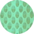 thumbnail image 1 of Ahgly Company Machine Washable Indoor Round Solid Turquoise Blue Modern Area Rugs, 6' Round, 1 of 4