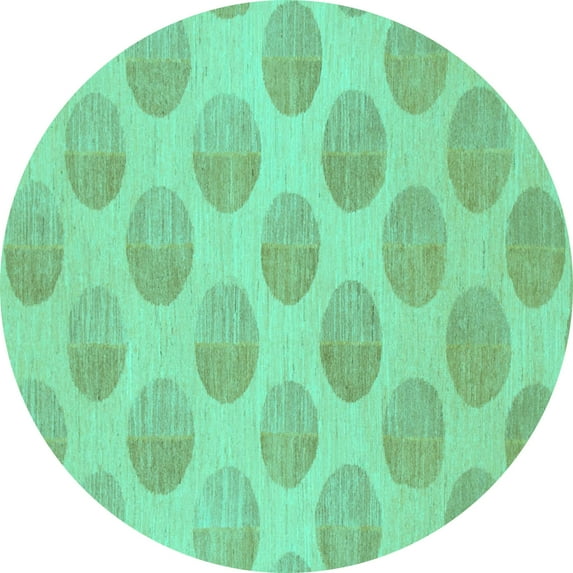 Ahgly Company Machine Washable Indoor Round Solid Turquoise Blue Modern Area Rugs, 6' Round