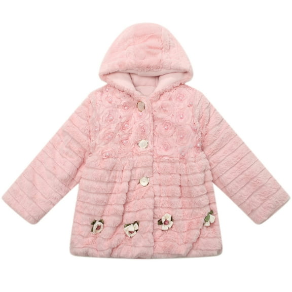 Richie House Girls' Coat with Rosette and Pearls RH0787-B-4/5