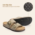 thumbnail image 3 of DREAM PAIRS Women’s Slide Sandals with Genuine Leather Footbed Adjustable Double Buckle Slip-On Flat Sandals with Arch Support, 3 of 7