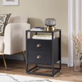 thumbnail image 3 of VECELO Set of 2 Glass Top Nightstand with 2-Drawer, Modern Side End Table with Open Storage Shelf for Bedroom Living Room Office, Black, 3 of 7