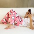 thumbnail image 4 of Sanrio-Pijama de Hello Kitty para mujer, pantalón de franela de Anime negro, de lana cálida, pantalones informales para el hogar, regalos de moda de otoño, 4 of 4