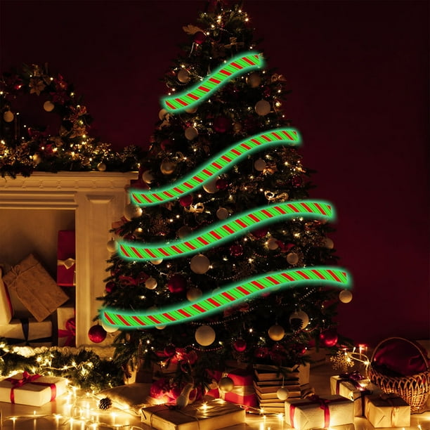 Herunwer Glow-In-The-Dark Christmas Decorations And Warning Tape, With Waterproof Material, Holiday Barrier Strip, Festive Caution Banner, Easy To Cut & Install