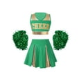 thumbnail image 1 of Runhomal Kids Girls Cheer Leader Costume Halloween Cheerleading Team Rooter Uniform Set Crop Top with Pleated Skirt E#Green15 10, 1 of 7