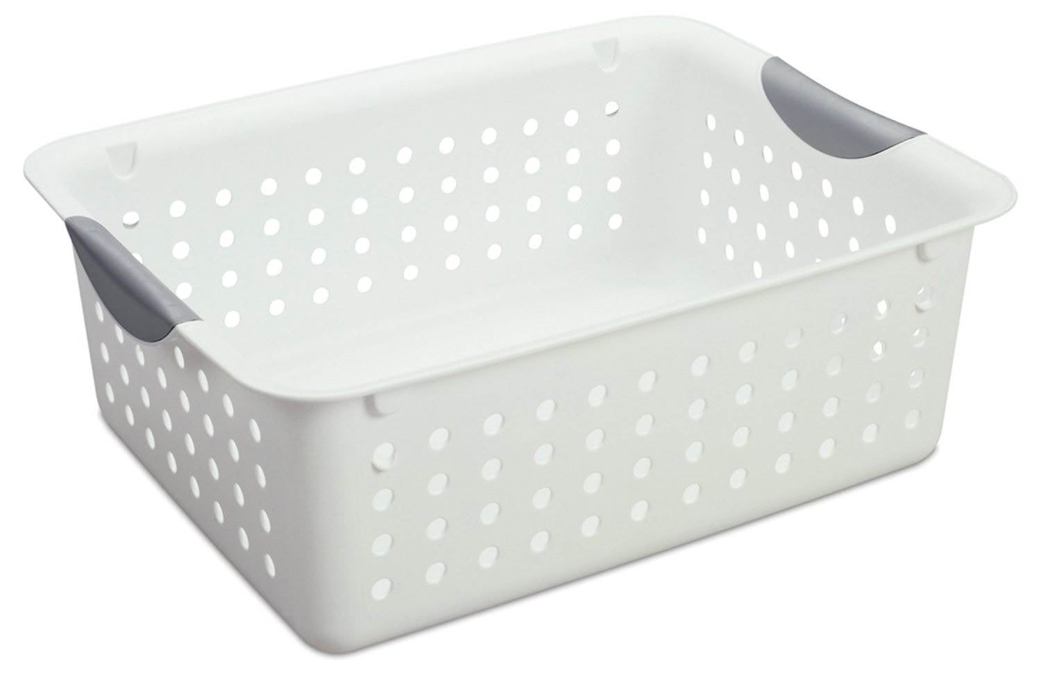 18 Pieces White Sterilite Multi-Size Plastic Storage Basket Bin Set w Handles