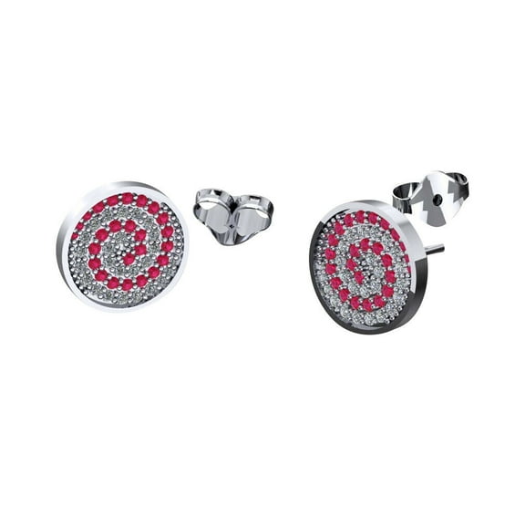 Pair of Press Fit Cubic Zirconia Swirl Stud Earrings 20ga 316l Stainless Steel