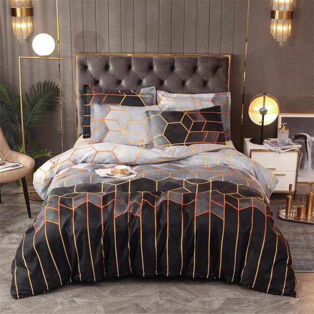 3pcs Colorful Striped Print Reversible Print Duvet Cover King Queen Bedding Set Geometry Quilt Cover Polyester Comforter Cover