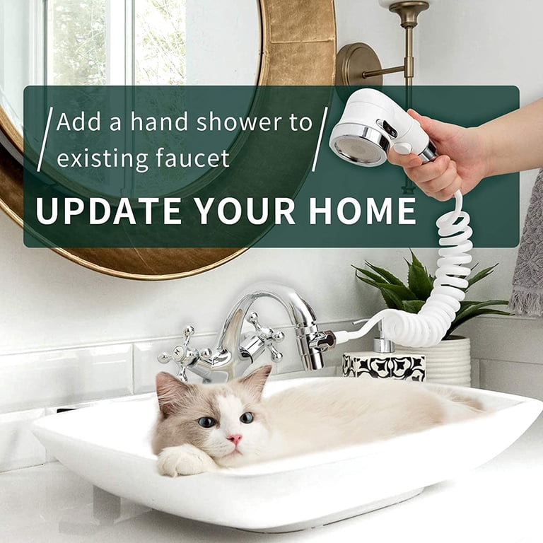 Stainless Steel Sink Shower Hose Sprayer – Dual Mode (Pulse/Rain), With Faucet Adapter For Utility & Laundry Tub