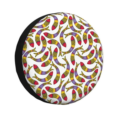 Gaeub Colorful Fishes 14-17in Tire Cover Spare Tire Cover for Camper Caravan Trailer Car Truck SUV Jeep-15 inch