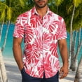 thumbnail image 2 of Ecqkame Hawaiian Shirts for Men Casual Short Sleeve Button Down Tops Summer Beach Holiday Party Tropical Print Shirt Pink XXXL, 2 of 6