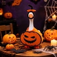 thumbnail image 6 of LOWLHOME 7 Inch Halloween Pumpkin Outfit, 2 Colors Orange Black Handmade Non Woven Dress, Mini Porch Goose Clothes Yard Silly Lawn Duck Shirt, Halloween Christmas Tabletop Decorative(Full smile), 6 of 6