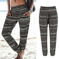 thumbnail image 2 of XIAONU Womens Pants High Waist Printing Easy Trousers Long Pants Boho Beach Pockets Pants Waist Printing Boho Women Easy Pockets High Pants Beach Trousers Pants Long Pants, 2 of 5