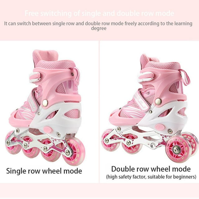 Patins à Roulettes 2 en 1 4 Tailles Réglables Patins à Roulettes 2 en 1 pour Enfants et Adultes Patins à Roues Clignotants en Plein Air