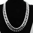 thumbnail image 6 of HEAVY Silver Cut Curb Cuban Link Chain 316L Stainless Steel Men's Necklace, 6 of 7