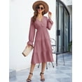 thumbnail image 5 of Women's Spring Dress, Long Sleeve Mini Tunic Casual V Neck Wedding Guest Dresses, 5 of 8