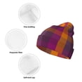 thumbnail image 3 of Lsque Purple Yellow Buffalo Plaid Pattern Knitted Beanie, Unisex Winter Hat, Knit Hat Winter Beanies Thick Fisherman Beanies Cuffed Plain Skull Caps, 3 of 6