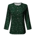 thumbnail image 5 of Womens Shirts Short Sleeve Casual Tops Fashion Printing Buttons O-Neck Medium Sleeve Blouse T-shirt, 5 of 5